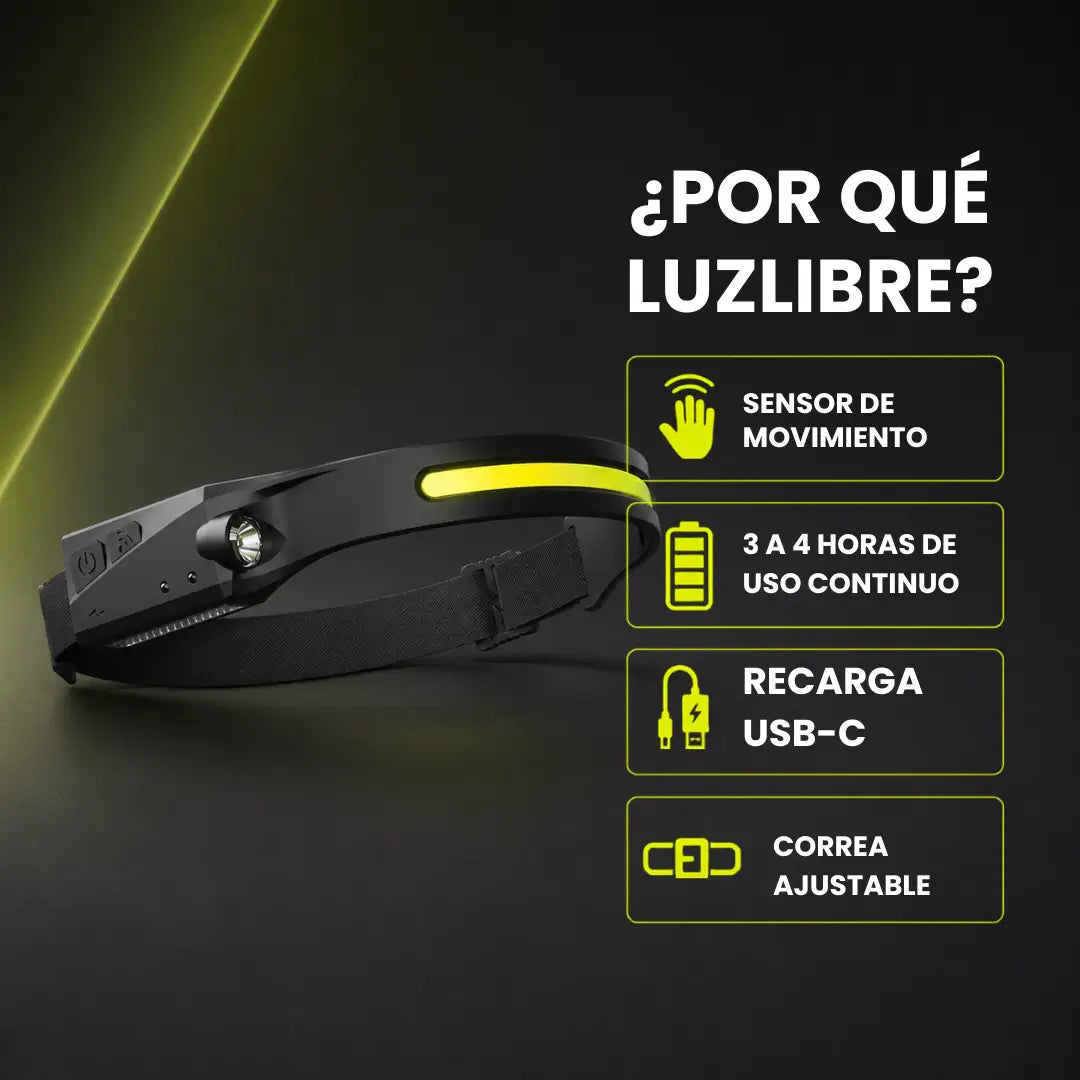 LuzLibre™ - linterna de cabeza con sensor de movimiento