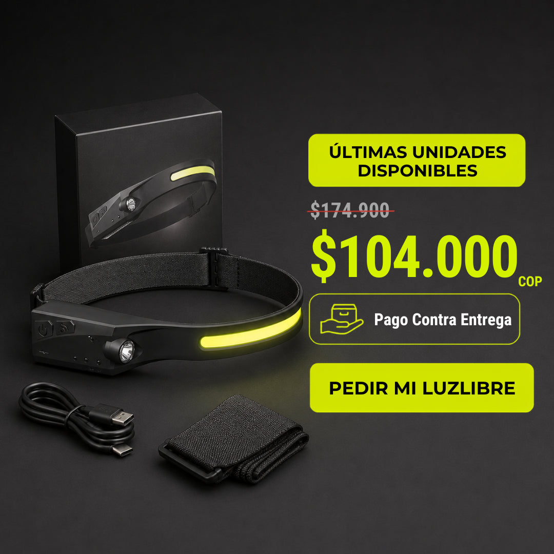 LuzLibre™ - linterna de cabeza con sensor de movimiento