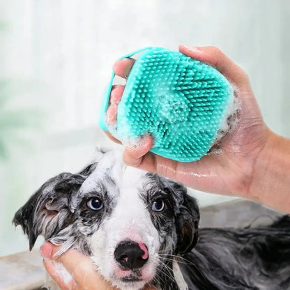Cepillo Masajeador para Baño de Mascotas — Silicona Suave