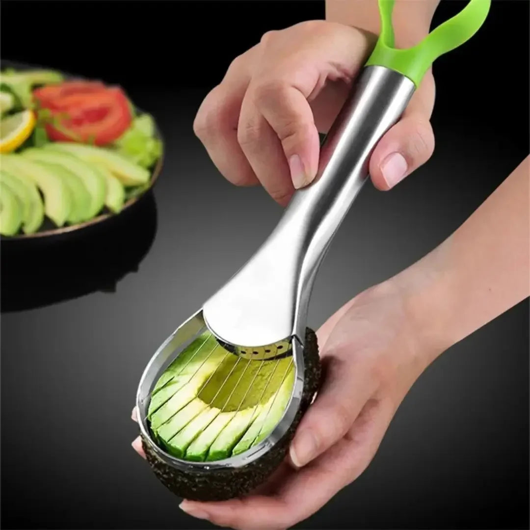 Cuchillo 3 en 1 para Aguacate — Corta, Deshúesa y Rebana