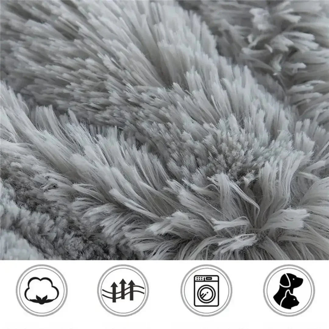 Cama Redonda de Felpa para Mascotas — Ultra Suave