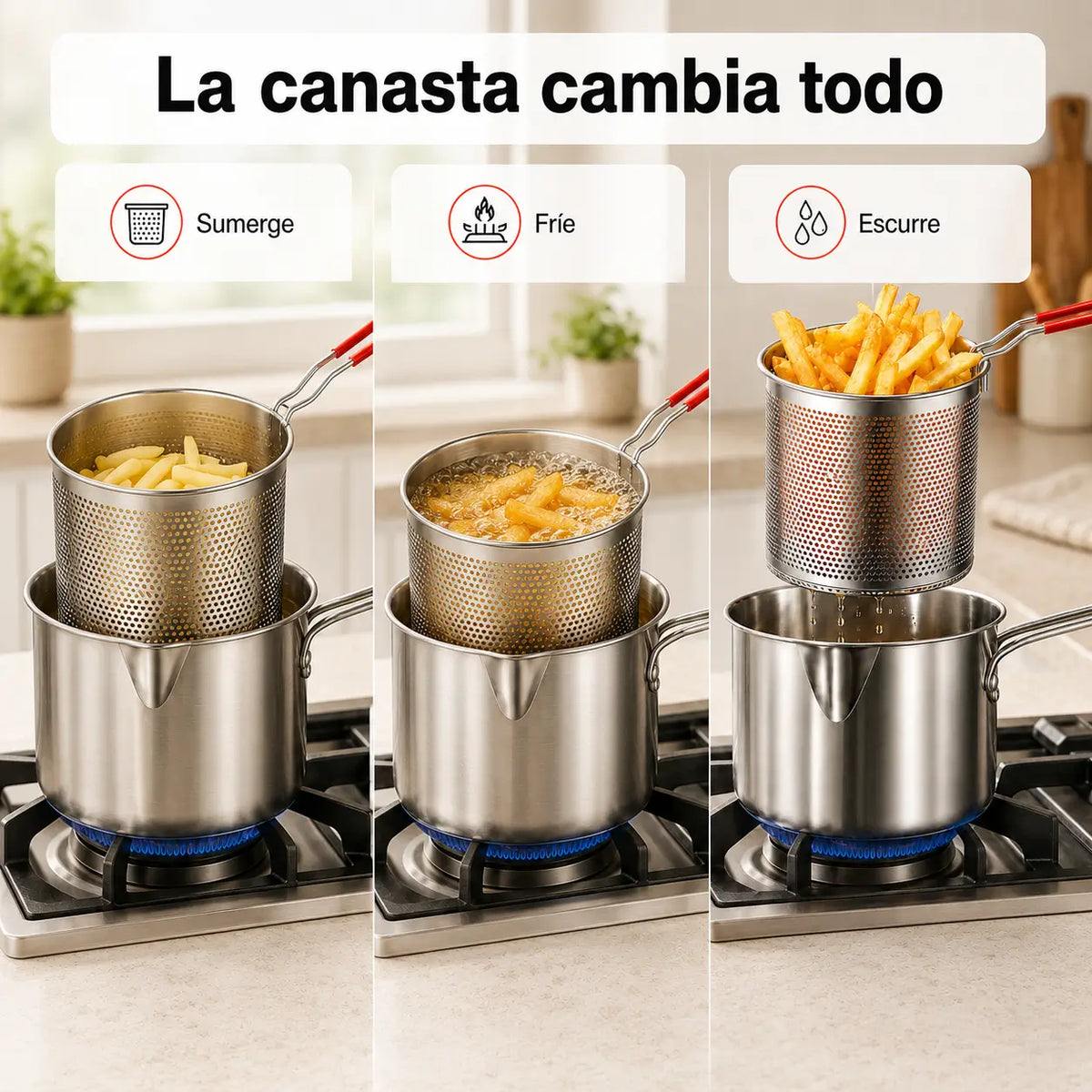 Crocanti™ — Kit de Fritura 1L con Canasta y Pinza