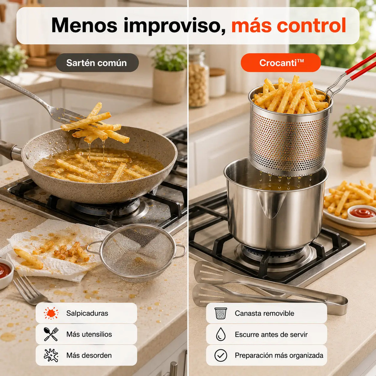 Crocanti™ — Kit de Fritura 1L con Canasta y Pinza