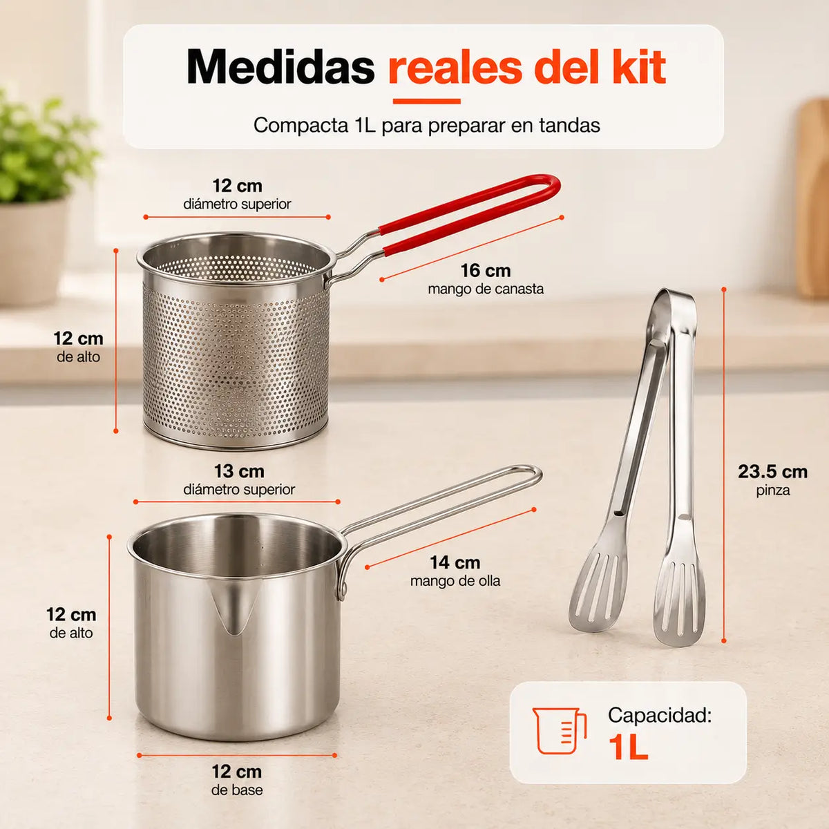 Crocanti™ — Kit de Fritura 1L con Canasta y Pinza