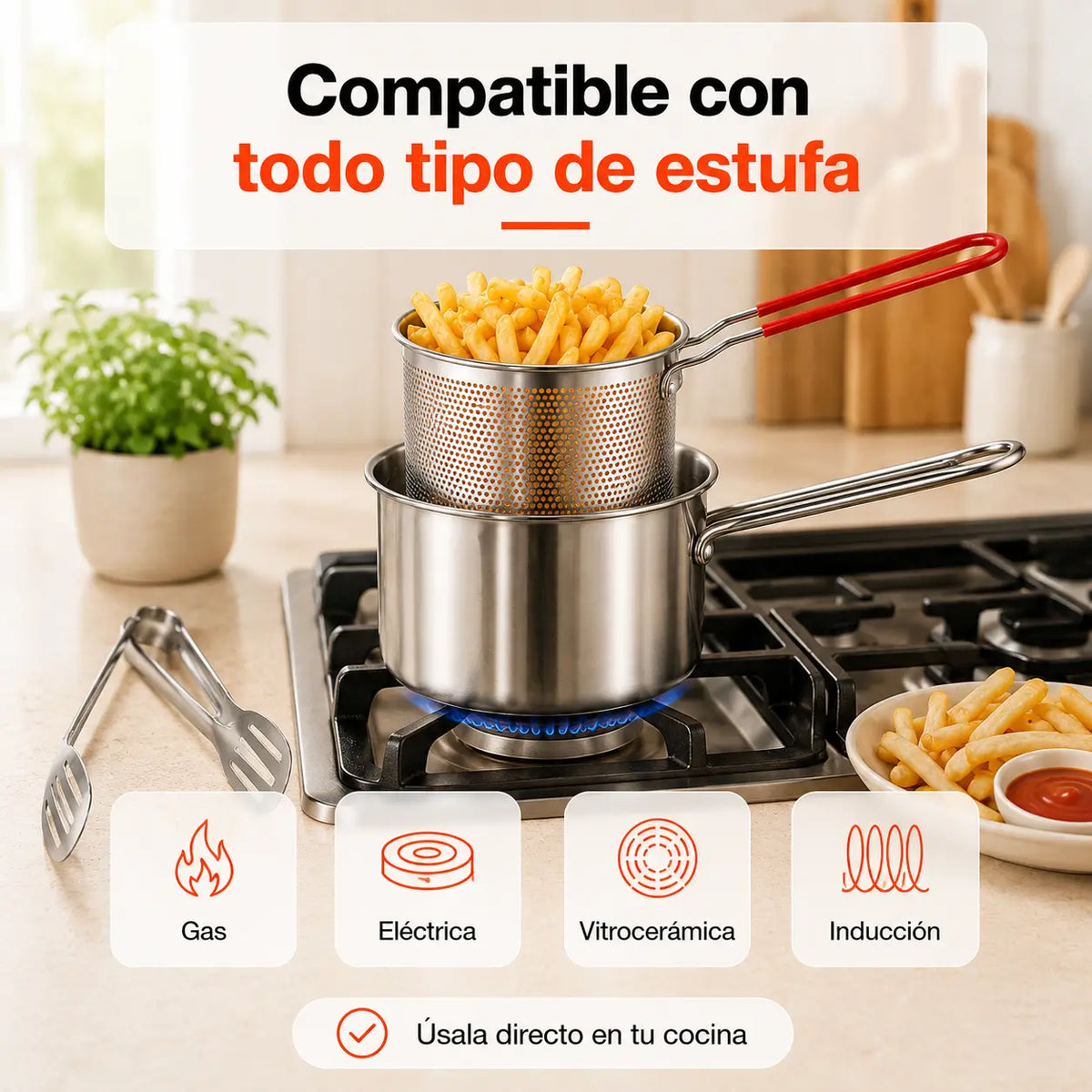 Crocanti™ — Kit de Fritura 1L con Canasta y Pinza